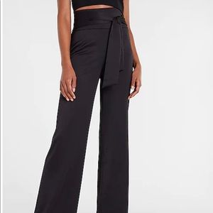 Express Super High Waisted Satin Tie Waist Trouser Pant